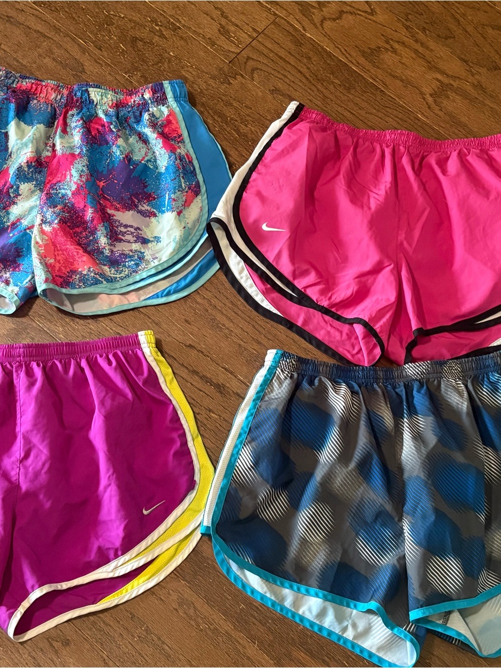 Nike Women's Running Shorts Bundle - Hot Pink, Magenta, Blue, Aqua Sz. Large